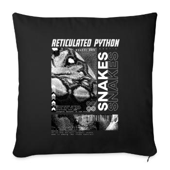 Gardien de reptiles streetwear en python réticulé - Housse de coussin décorative 45 x 45 cm - noir - Devant