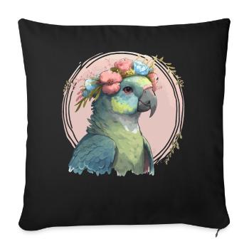 Mignon Oiseau de Hahn Fleur d’ara Couronne Oiseaux de compagnie - Housse de coussin décorative 45 x 45 cm - noir - Devant