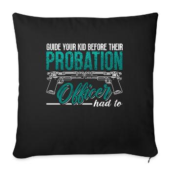 Un agent de probation guide votre enfant devant le shérif - Housse de coussin décorative 45 x 45 cm - noir - Devant