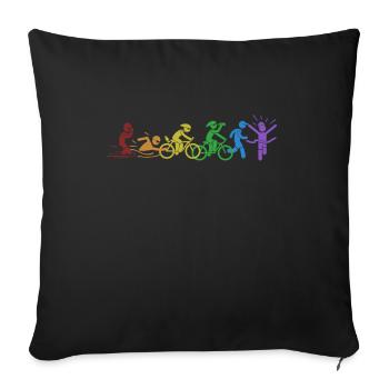 Triathlon LGBT Rainbow Triathlon Bike Triathlete - Sofa pillowcase 17,3'' x 17,3'' (45 x 45 cm) - black - Front