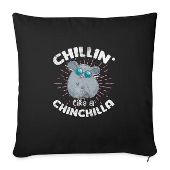 Chinchilla rongeur animal de compagnie rongeur cadeau - Housse de coussin décorative 45 x 45 cm - noir - Devant