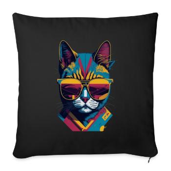 Vintage Vibes and Feline Flair Retro Cool Cat - Sofakissenbezug 45 x 45 cm - Schwarz - Vorne