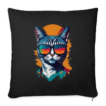 Vintage Vibes and Feline Flair Retro Cool Cat - Sofakissenbezug 45 x 45 cm - Schwarz - Vorne