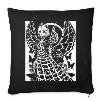 Fairycore Aesthetics Skeleton Fairy Goth Gothic G - Sofa pillowcase 17,3'' x 17,3'' (45 x 45 cm) - black - Front