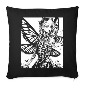 Fairycore Aesthetics Grunge Skeleton Fairy Goth G - Sofa pillowcase 17,3'' x 17,3'' (45 x 45 cm) - black - Front