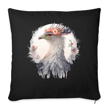 Cute Secretary Bird Flower Crown Floral Exotic Bir - Sofakissenbezug 45 x 45 cm - Schwarz - Vorne