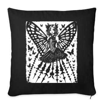 Fairycore Ästhetik Grunge Skelett Fee Goth G - Sofakissenbezug 45 x 45 cm - Schwarz - Vorne