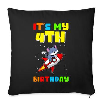 4. Geburtstag 4 Jahre alt Geschenkidee Geschenk - Sofakissenbezug 45 x 45 cm - Schwarz - Vorne