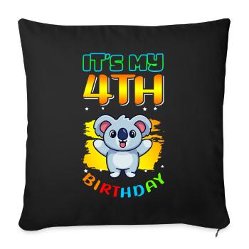 4. Geburtstag | 4 Jahre alt Geschenkidee Geschenk - Sofakissenbezug 45 x 45 cm - Schwarz - Vorne