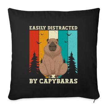 Retro Easily Distracted by Capybaras Capybara - Sofa pillowcase 17,3'' x 17,3'' (45 x 45 cm) - black - Front