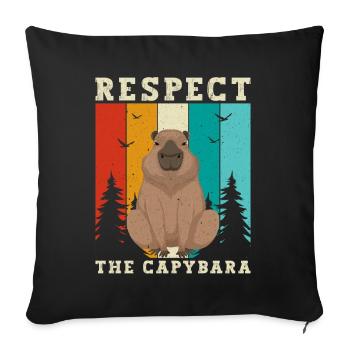 Retro Respect the Capybara - Capybara Fans - Sofakissenbezug 45 x 45 cm - Schwarz - Vorne