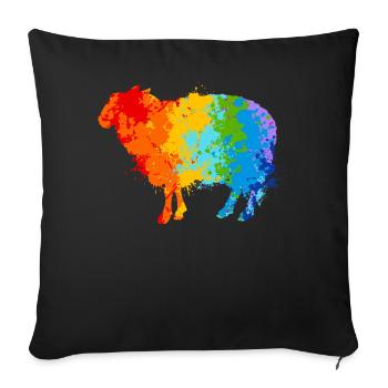 Farbspritzer Schaf Buntes Schaf - Sofakissenbezug 45 x 45 cm - Schwarz - Vorne