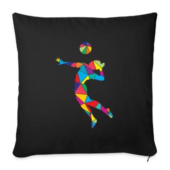 Volleyball Polygon Low Poly Volleyball Player - Sofa pillowcase 17,3'' x 17,3'' (45 x 45 cm) - black - Front