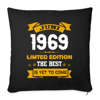 Juni 1969 Geburtstagsgeschenk - Sofakissenbezug 45 x 45 cm - Schwarz - Vorne