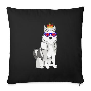 Husky Queen Elizabeth II British Crown Dog - Sofa pillowcase 17,3'' x 17,3'' (45 x 45 cm) - black - Front