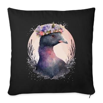 Mignon foulque Bird Watching Flower Crown Floral Birdin - Housse de coussin décorative 45 x 45 cm - noir - Devant