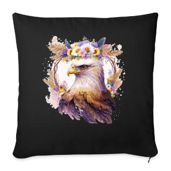 Eagle Bird Of Prey Flower Crown Floral Birding - Sofa pillowcase 17,3'' x 17,3'' (45 x 45 cm) - black - Front