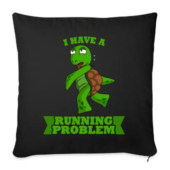 Courir Tortue Course Sports - Housse de coussin décorative 45 x 45 cm - noir - Devant
