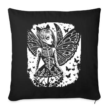 Fairycore Aesthetics Grunge Skeleton Fairy Goth G - Sofa pillowcase 17,3'' x 17,3'' (45 x 45 cm) - black - Front