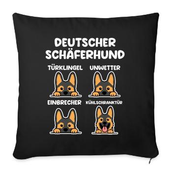 Hund Schäferhund - Sofakissenbezug 45 x 45 cm - Schwarz - Vorne