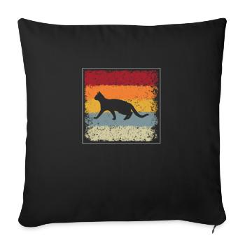 Chat Rétro - Housse de coussin décorative 45 x 45 cm - noir - Devant