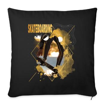 Skateboarding Skate Skater Skateboard Sk8 Gold - Housse de coussin décorative 45 x 45 cm - noir - Devant