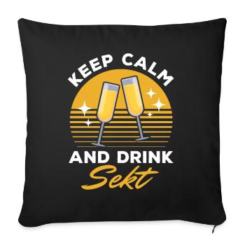 KEEP CALM and drink Sekt - Mädelsabend Pegel - Sofa pillowcase 17,3'' x 17,3'' (45 x 45 cm) - black - Front