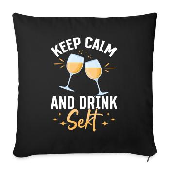 KEEP CALM and drink Sekt - Mädelsabend Pegel - Sofa pillowcase 17,3'' x 17,3'' (45 x 45 cm) - black - Front