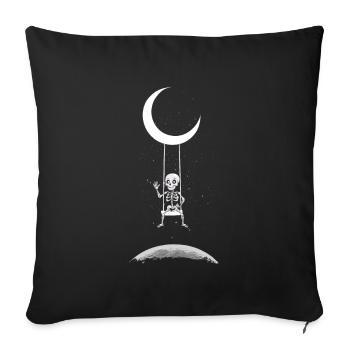 Skeleton On Moon Swing Halloween - Sofa pillowcase 17,3'' x 17,3'' (45 x 45 cm) - black - Front