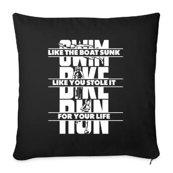Swim Bike Run Triathlon Bike Triathlete Training - Sofa pillowcase 17,3'' x 17,3'' (45 x 45 cm) - black - Front