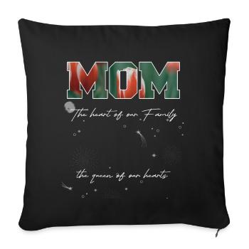 Maman le cœur de notre famille la reine de notre cœur - Housse de coussin décorative 45 x 45 cm - noir - Devant