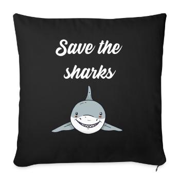 Sauvez les requins - Housse de coussin décorative 45 x 45 cm - noir - Devant