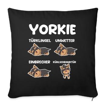 Hund Yorkie - Sofakissenbezug 45 x 45 cm - Schwarz - Vorne