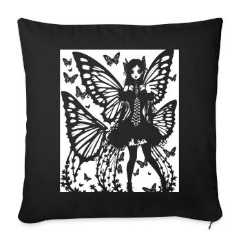 Fairycore Ästhetik Grunge Skelett Fee Goth G - Sofakissenbezug 45 x 45 cm - Schwarz - Vorne