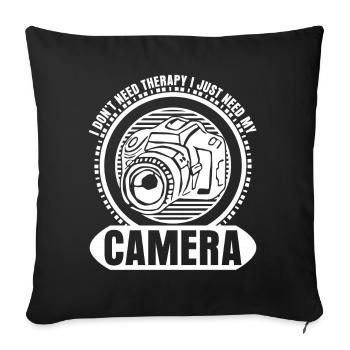 Appareil photo Photographe Appareil photo - Housse de coussin décorative 45 x 45 cm - noir - Devant