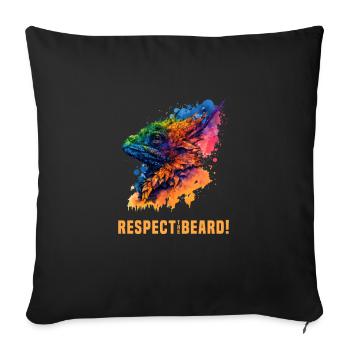 Colorful Bearded Dragon Reptile Bartagame Lizard - Sofa pillowcase 17,3'' x 17,3'' (45 x 45 cm) - black - Front