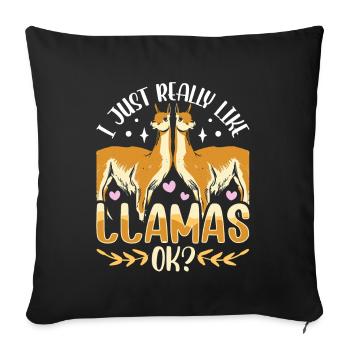 I just like llamas very much llama animal llama - Sofa pillowcase 17,3'' x 17,3'' (45 x 45 cm) - black - Front