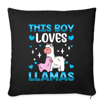 This boy loves llama's sayings animal llama llama - Sofa pillowcase 17,3'' x 17,3'' (45 x 45 cm) - black - Front