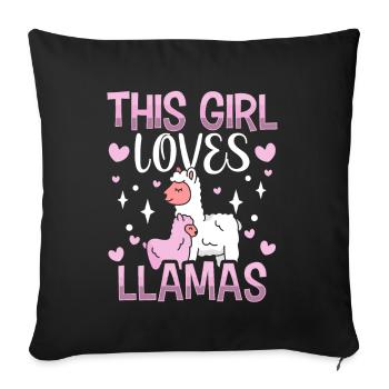 Cette fille aime l’animal du lama Llama Lama - Housse de coussin décorative 45 x 45 cm - noir - Devant