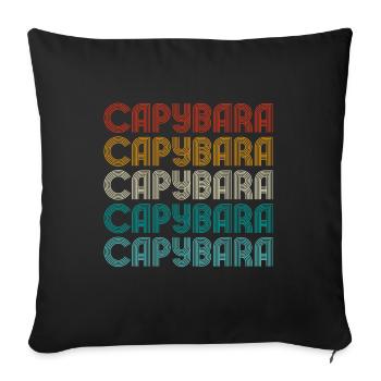 Retro Capybara Text Design - Capybaras - Sofa pillowcase 17,3'' x 17,3'' (45 x 45 cm) - black - Front