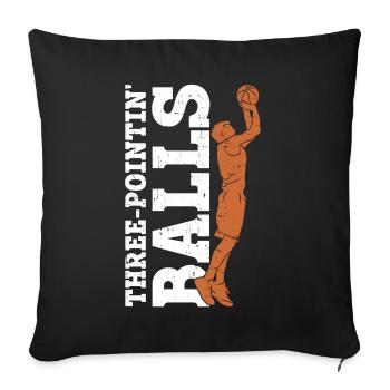 Balles à trois points - Basketball amusant - Housse de coussin décorative 45 x 45 cm - noir - Devant