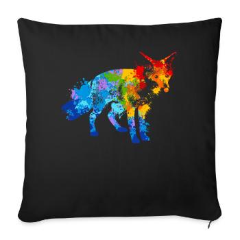 Fox Splash Art Forest Animal Lover - Housse de coussin décorative 45 x 45 cm - noir - Devant