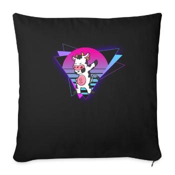 Vache Vaporwave - Housse de coussin décorative 45 x 45 cm - noir - Devant