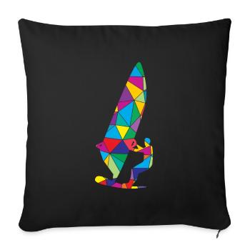 Low Poly Windsurfen Polygon Windsurfen - Sofakissenbezug 45 x 45 cm - Schwarz - Vorne