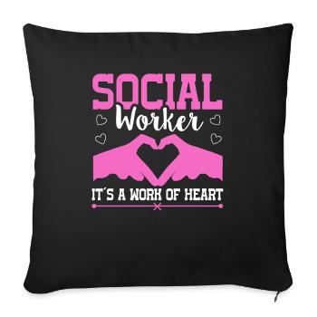Travailleur social c’est un travail de cœur travailleur social - Housse de coussin décorative 45 x 45 cm - noir - Devant