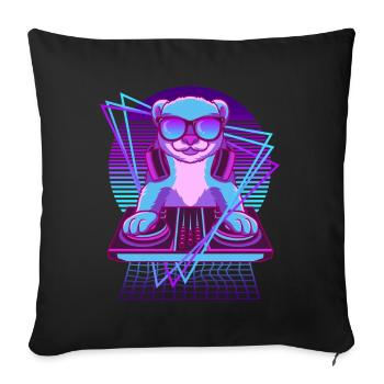 Musik Techno Wiesel Vaporwave DJ Frettchen - Sofakissenbezug 45 x 45 cm - Schwarz - Vorne