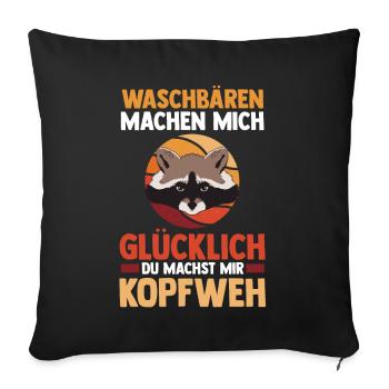 Tiermotiv Waschbär - Sofakissenbezug 45 x 45 cm - Schwarz - Vorne