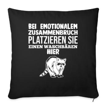 Tiermotiv Waschbär - Sofakissenbezug 45 x 45 cm - Schwarz - Vorne
