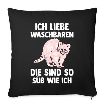 Tiermotiv Waschbär - Sofakissenbezug 45 x 45 cm - Schwarz - Vorne