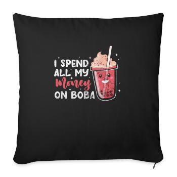 Bubble Tea Boba Tea Kawaii Cadeau - Housse de coussin décorative 45 x 45 cm - noir - Devant